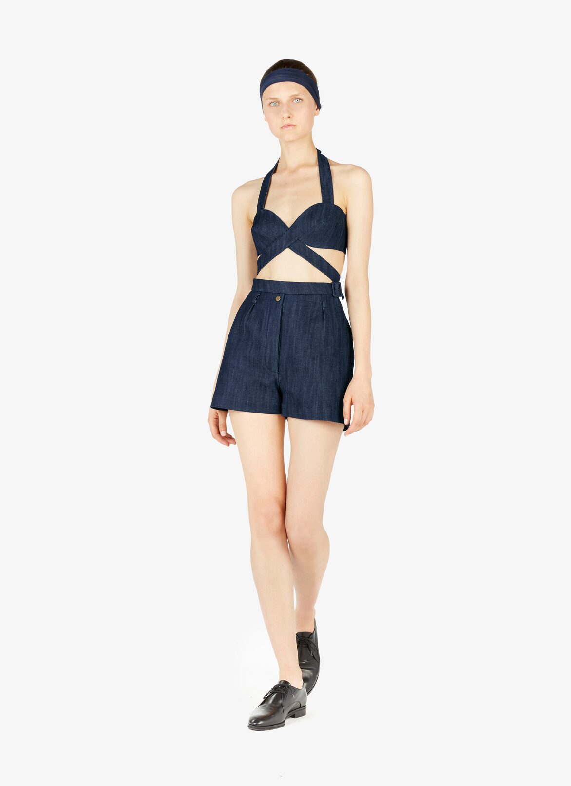 Alaïa Edition 1990 High-Waisted Denim Short ALAÏA MARINE ALAÏA EDITION 1990 HIGH-WAISTED DENIM SHORT